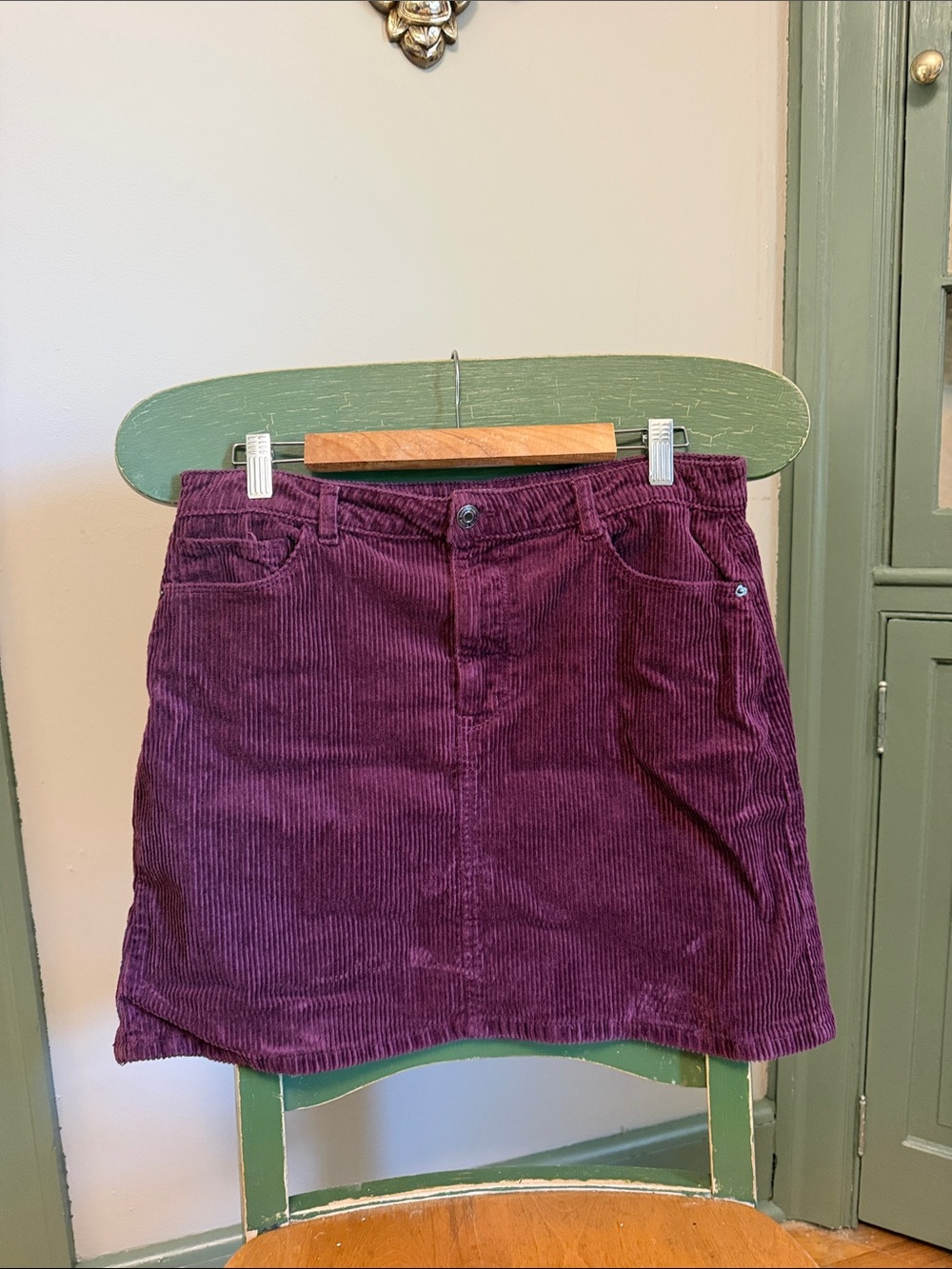 Kensie Corduroy Mini Skirt in Plum